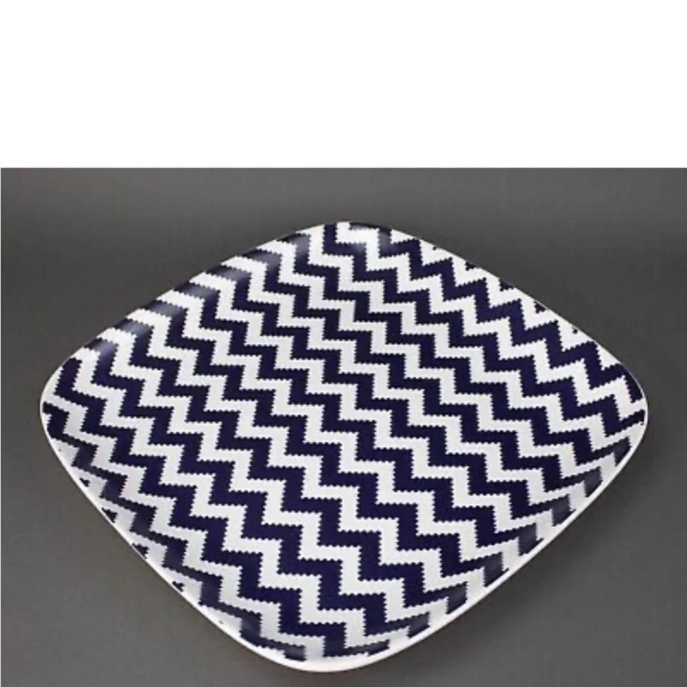 NWT Jonathan Adler Happy Chic Elizabeth Blue Chevron Serving Platter 15
